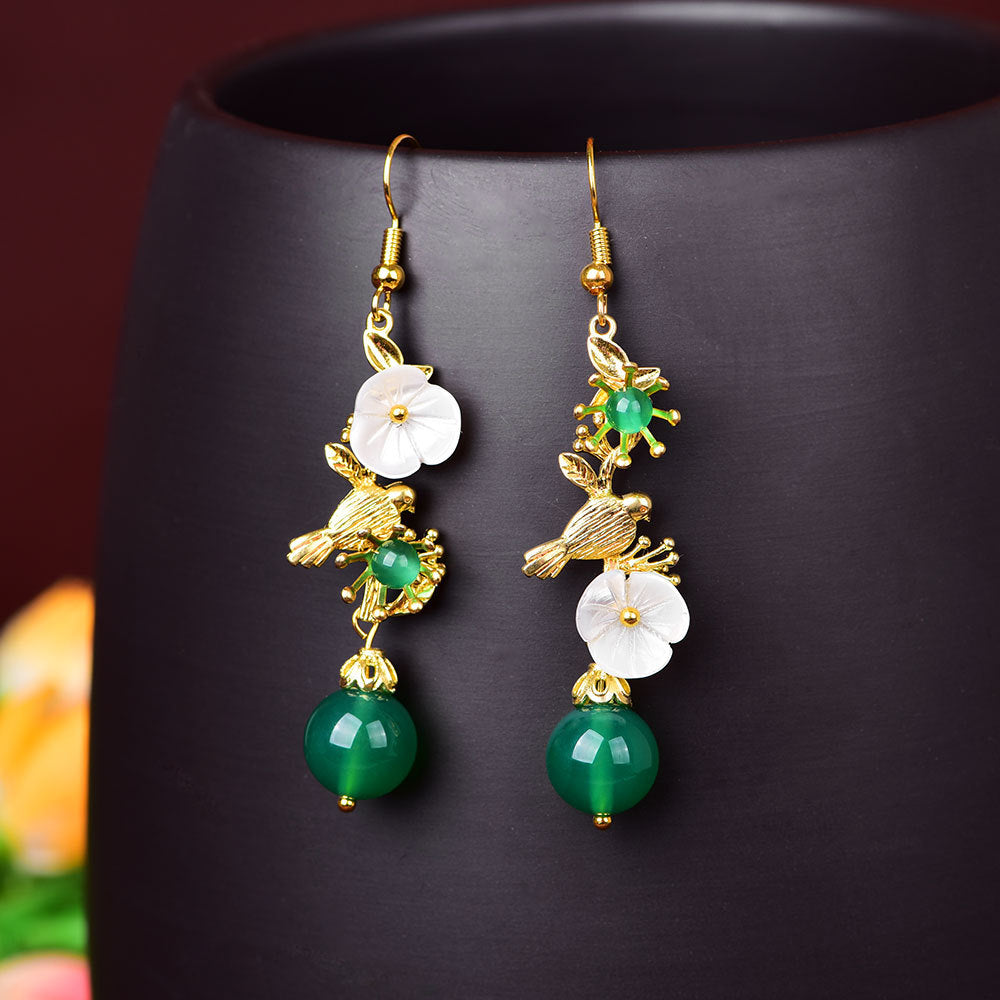 GREEN AGATE EARING-ATTRACT WEALTH