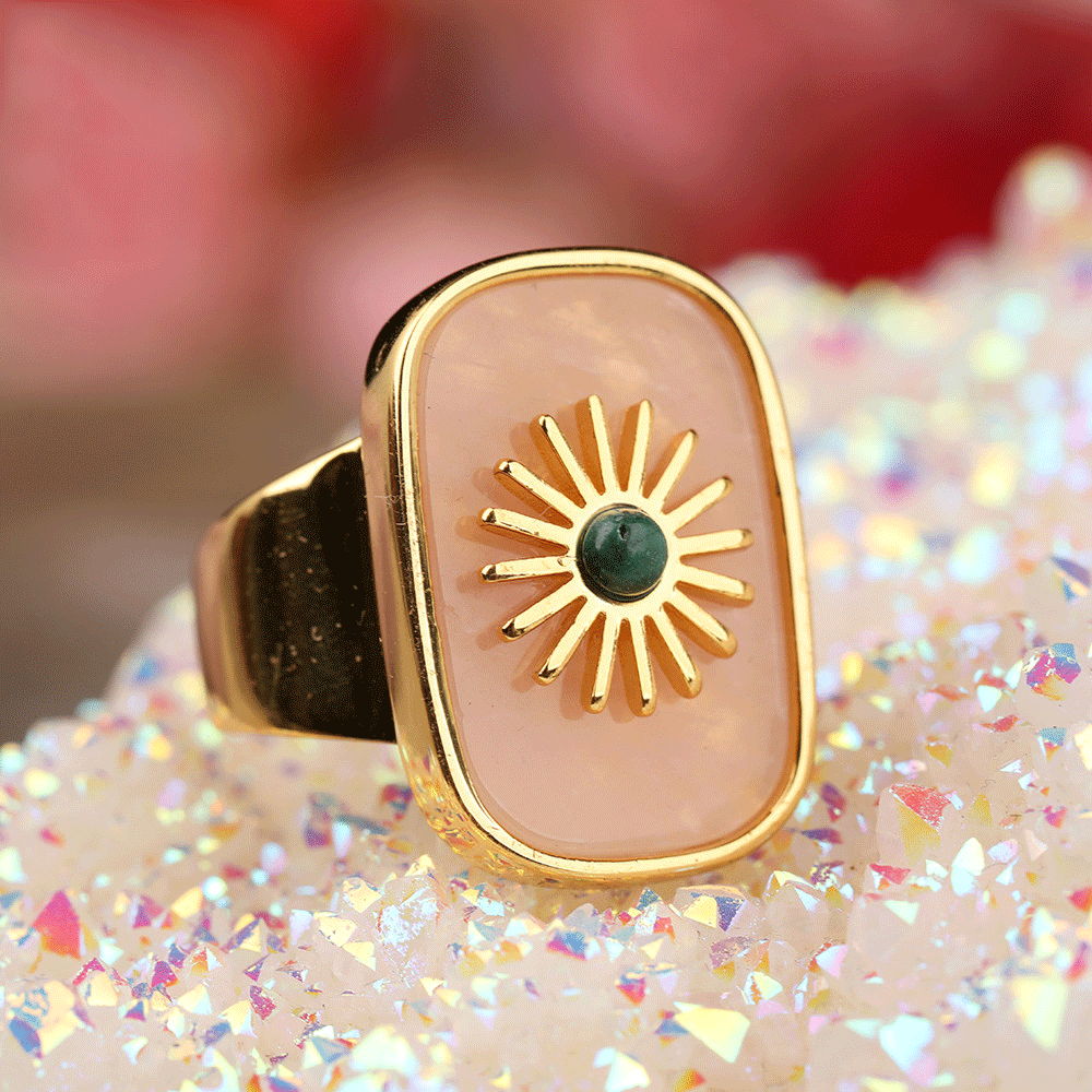 Sun Flower Natural Stone Ring