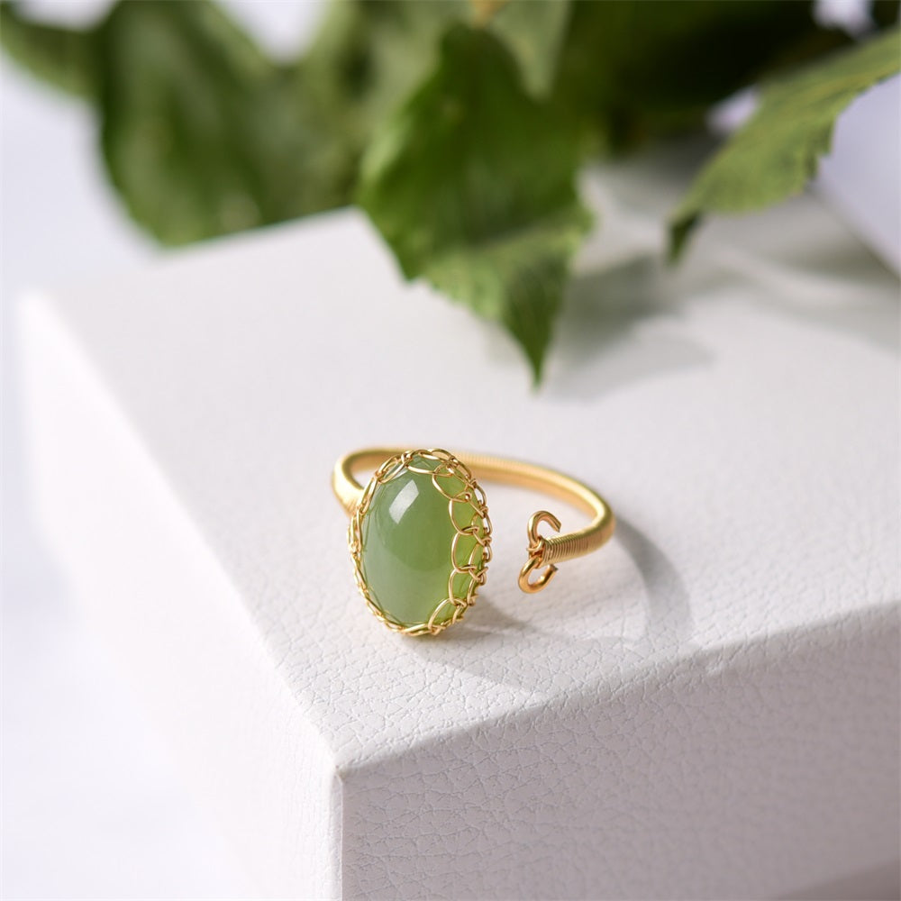 Jade adjustable ring---Dream Stone