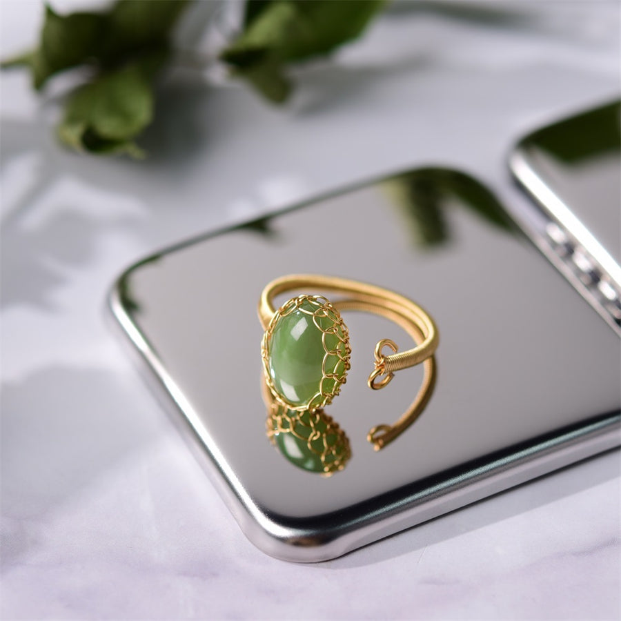 Jade adjustable ring---Dream Stone