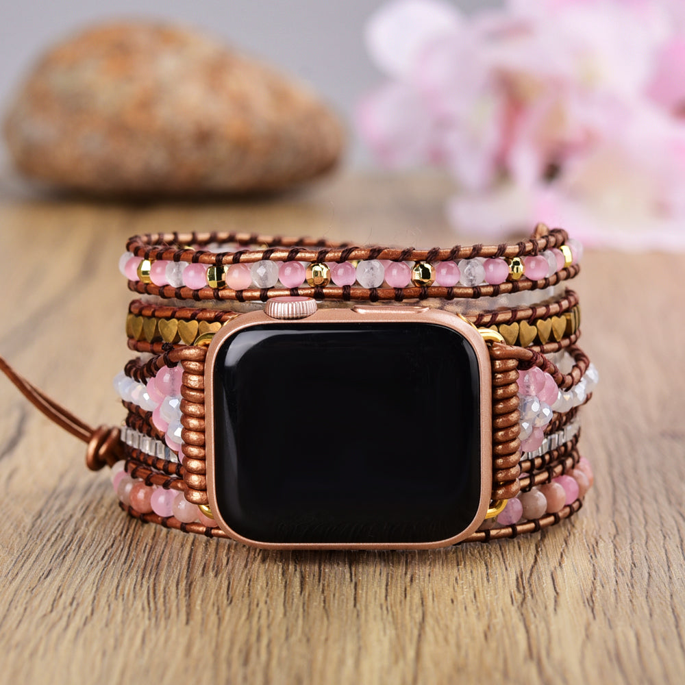 NATURAL ROSE QUARTZ WARP Apple Watch Band