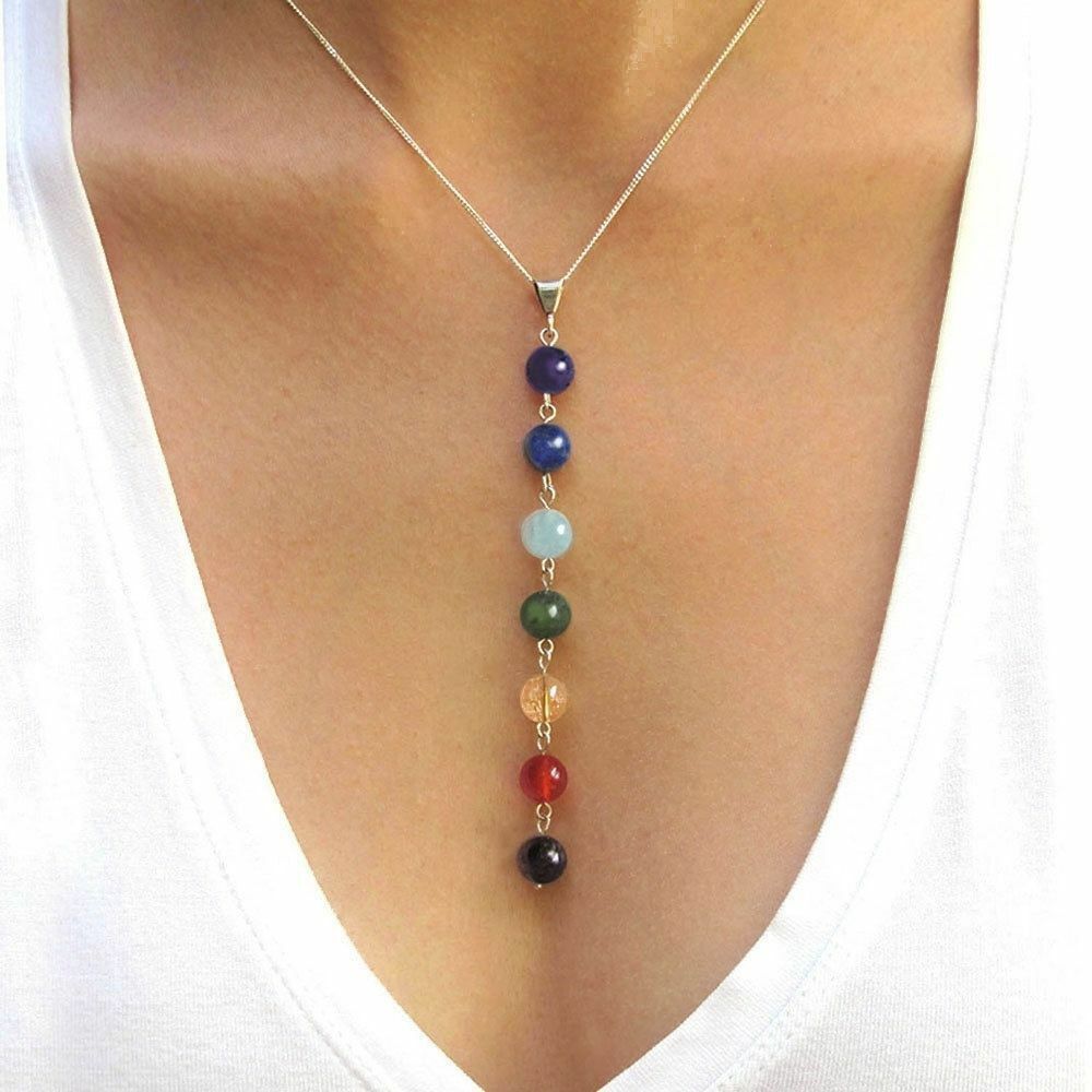 7 Chakra Gem Stone Reiki Healing  Necklaces