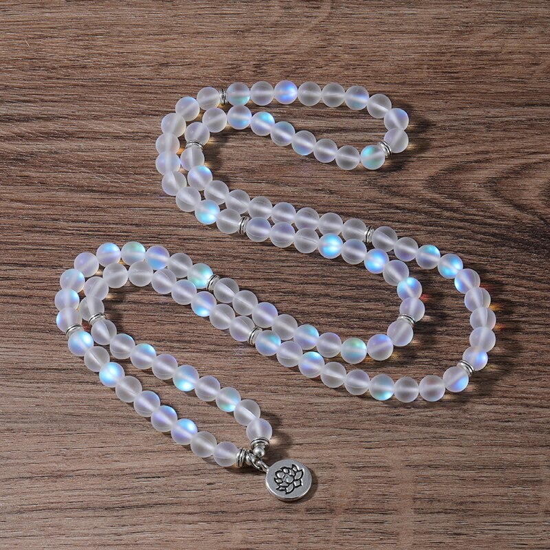 108 Beads Mala Bracelets Moonstone Natural Gemstone Bracelet