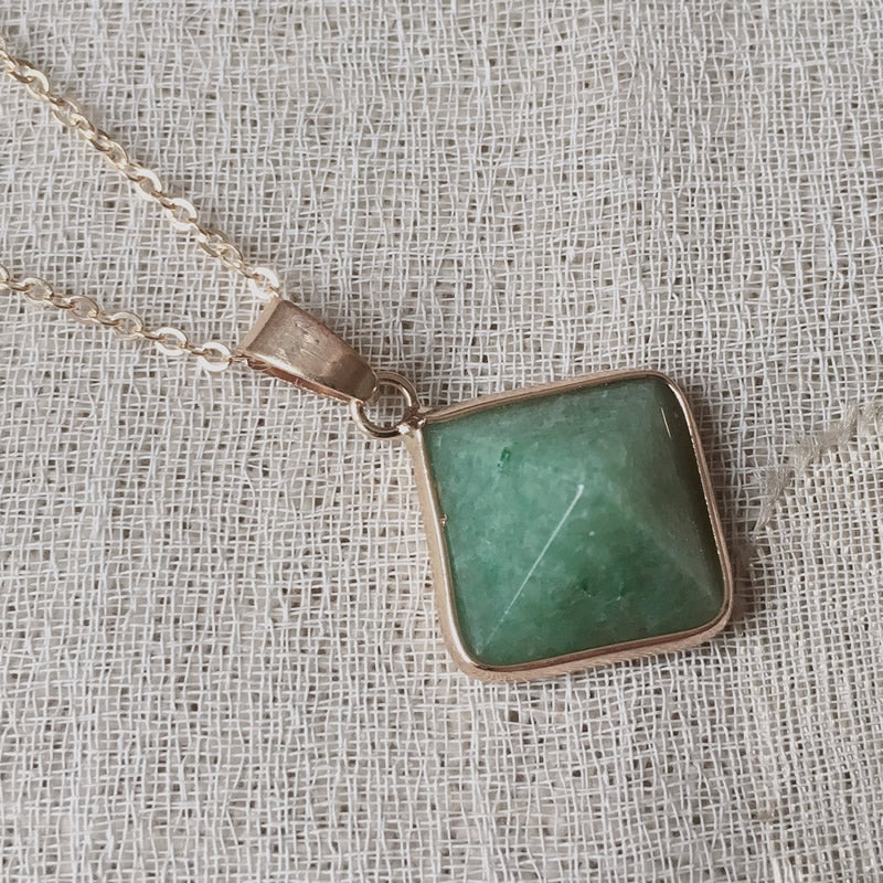 Natural Stone Pyramid Pendant Necklace