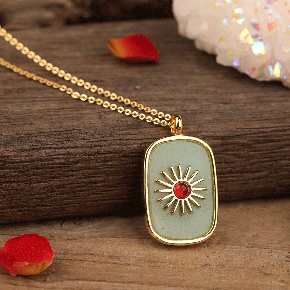 Sun Flower Natural  Stone Beads Pendant Necklace