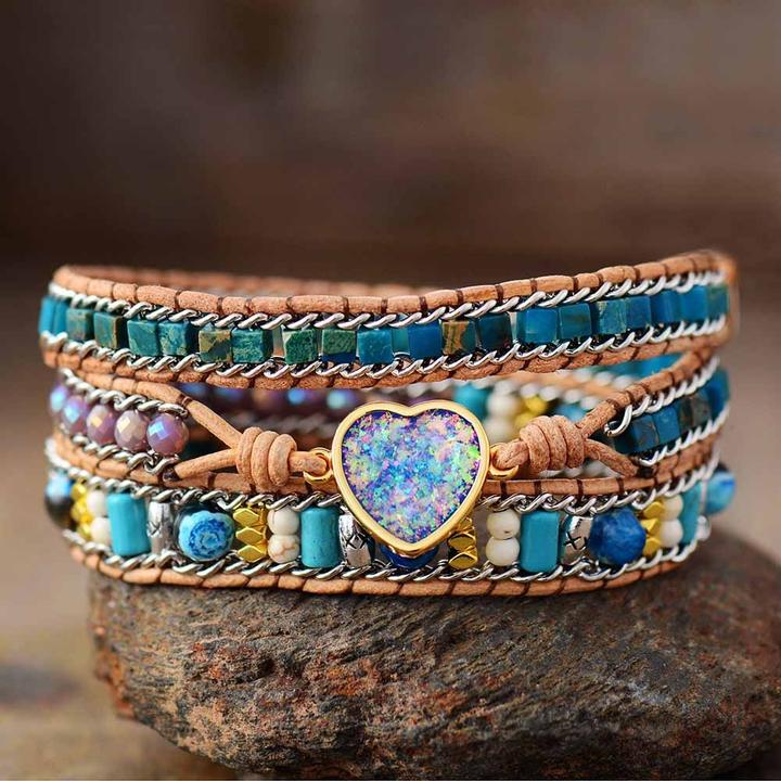 Sage Blooms Opal Wrap Bracelet