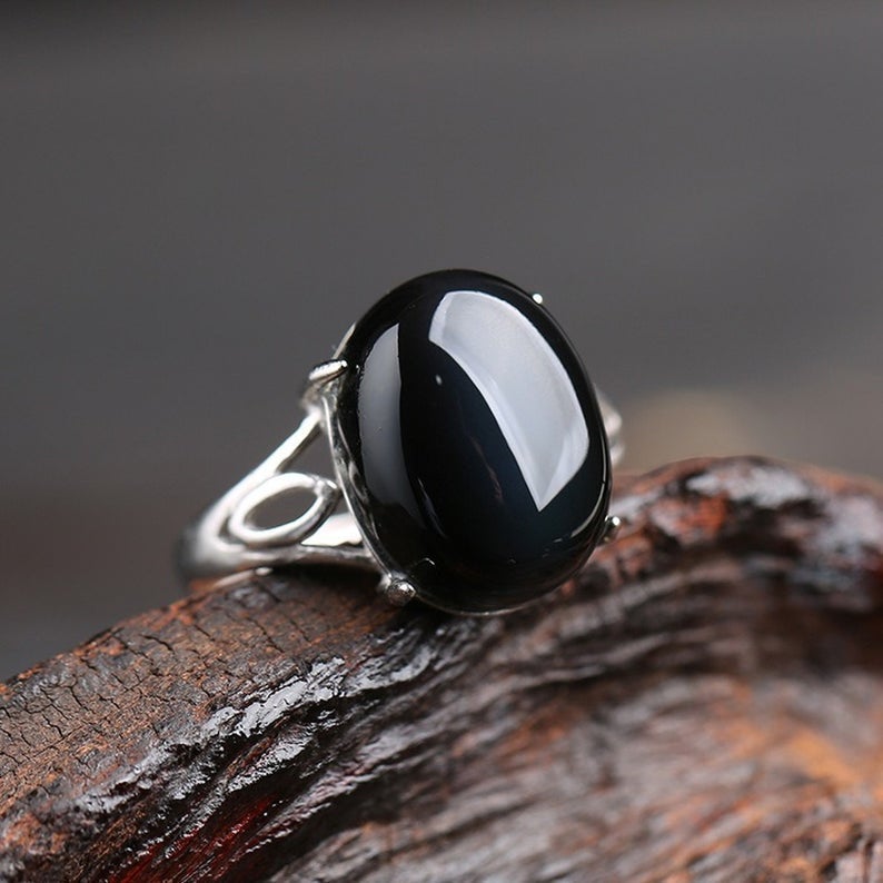 Rainbow Eye Obsidian Ring