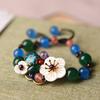 Rosemarie Flower, Cloisonne and Natural Stone Bead Bracelet